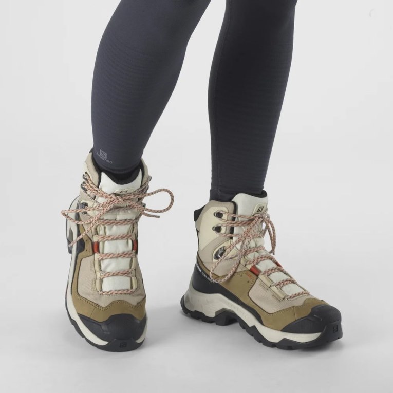 Botas Caminhada Salomon Quest Element GTX Feminino Bege Verde Oliva Pretas | PT P35697